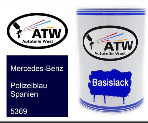 Mercedes-Benz, Polizeiblau Spanien, 5369: 500ml Lackdose, von ATW Autoteile West.